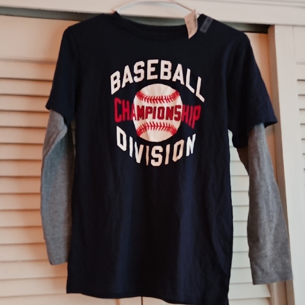 The Children's Place Blue and Gray Long Sleeve Tee Sporty Layered Design